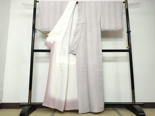 平和屋着物●上質な小紋 変わり格子文 正絹 逸品 DABI2791ud