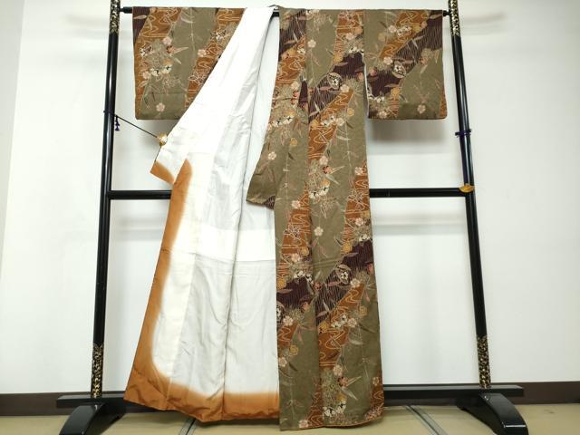 平和屋着物●上質な小紋 花蝶文 金彩 正絹 逸品 DABI2795ud
