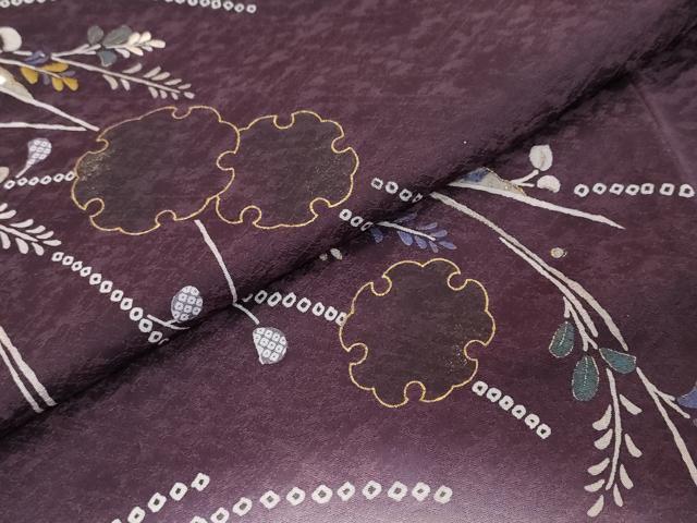 平和屋着物●訪問着 雪輪鹿の子草花文 暈し染め 金彩 正絹 逸品 DABI2796ud