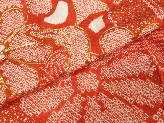 平和屋着物●豪華振袖 総絞り 駒刺繍 孔雀花文 金彩 正絹 逸品 DABI2797ud