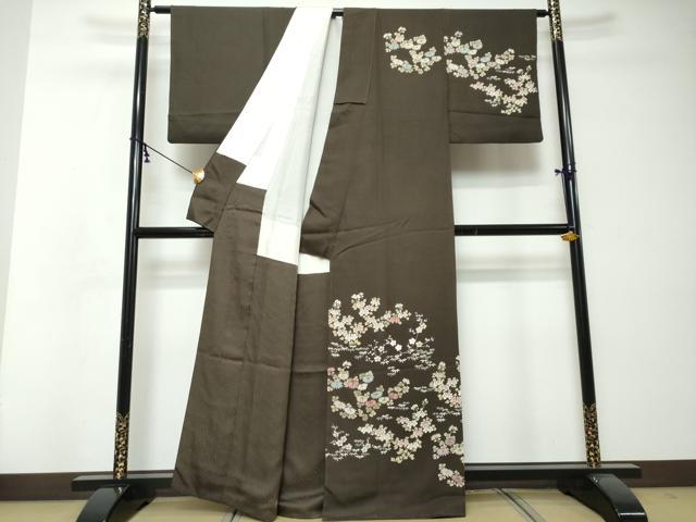 平和屋着物●訪問着 刺繍 草花文 正絹 逸品 DABI2798ud