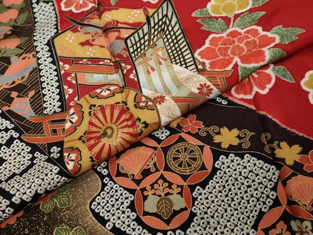 平和屋着物●豪華振袖 御所車草花文 暈し染め 金彩 正絹 逸品 DABI2800ud