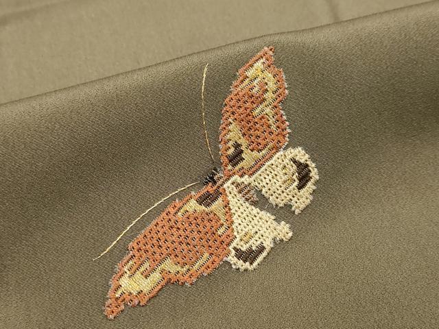 平和屋着物●色留訪問着 総刺繍 舞蝶文 金糸 正絹 逸品 DABI2802ud
