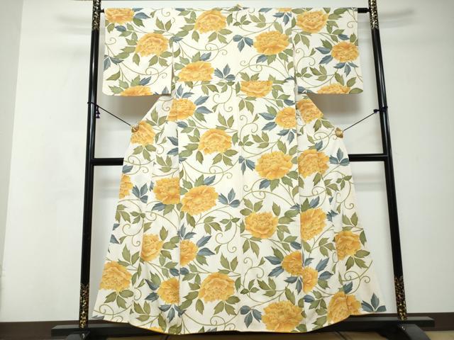 平和屋着物●上質な小紋 牡丹唐草文 金彩 正絹 逸品 DABI2804ud