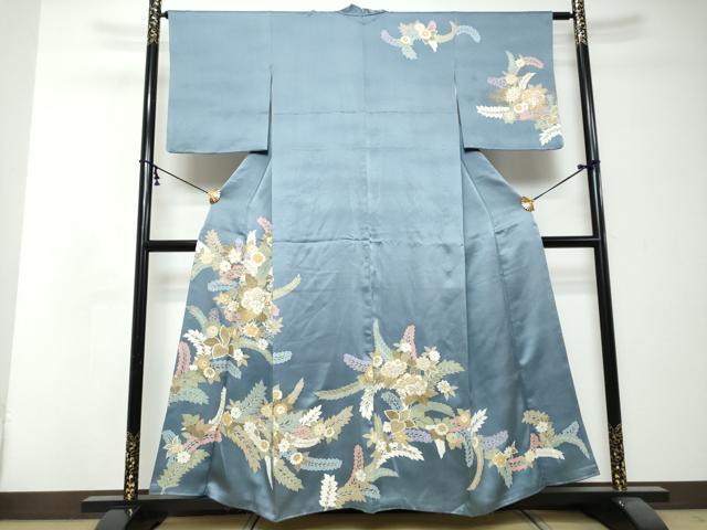 平和屋着物●訪問着 草花文 金彩 正絹 逸品 DABI2806ud