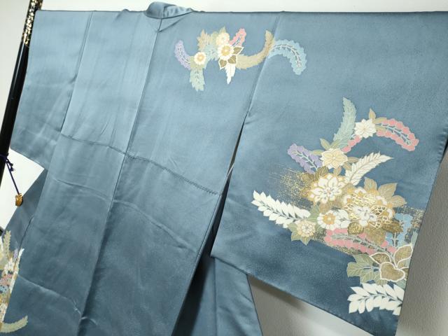 平和屋着物●訪問着 草花文 金彩 正絹 逸品 DABI2806ud