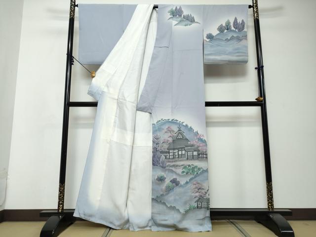 平和屋着物●訪問着 遠山風景文 暈し染め 正絹 逸品 DABI2811ud