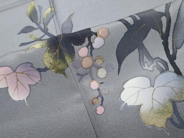 平和屋着物●訪問着 葡萄蔦の葉文 金銀彩 正絹 逸品 DABI2815ud