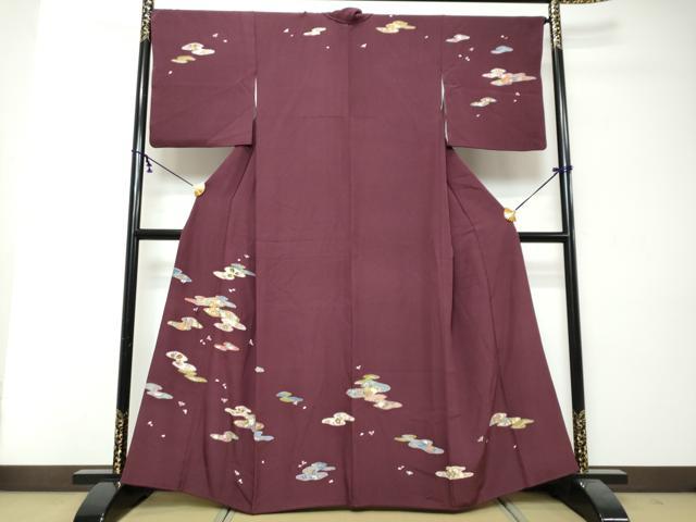 平和屋着物●訪問着 駒刺繍 エ霞草花文 金彩 正絹 逸品 DABI2818ud