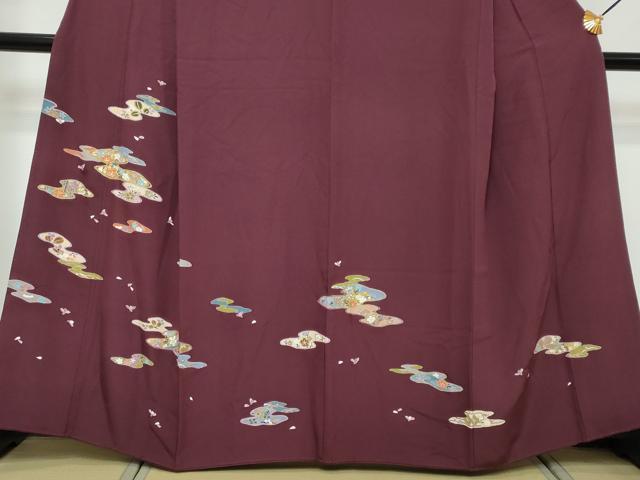 平和屋着物●訪問着 駒刺繍 エ霞草花文 金彩 正絹 逸品 DABI2818ud