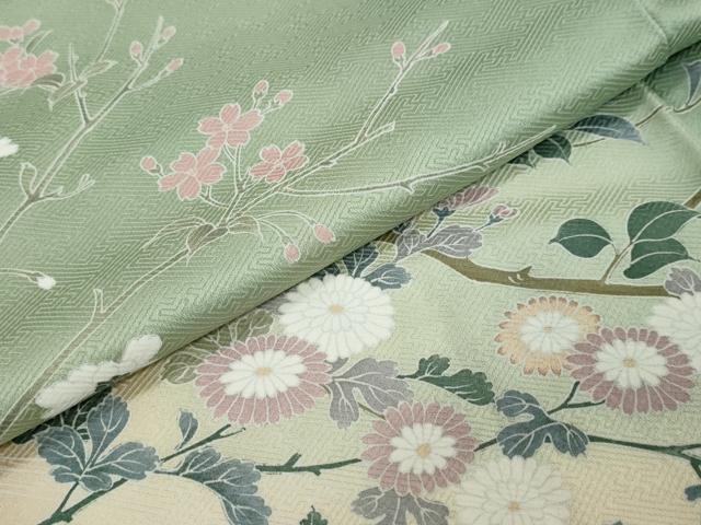 平和屋着物●訪問着 枝花文 暈し染め 正絹 逸品 DABI2821ud