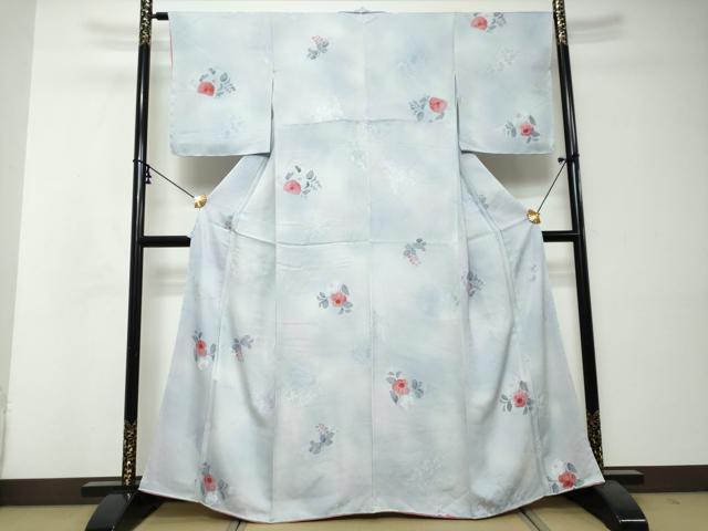 平和屋着物●上質な小紋 地紋起こし 切嵌草花文 正絹 逸品 DABI2829ud