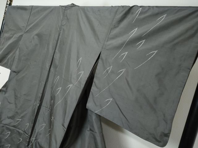 平和屋着物●訪問着 紬地 刺し子 総刺繍 乱菊 カラー胴裏:鉛色 正絹 逸品 DABI2835ud