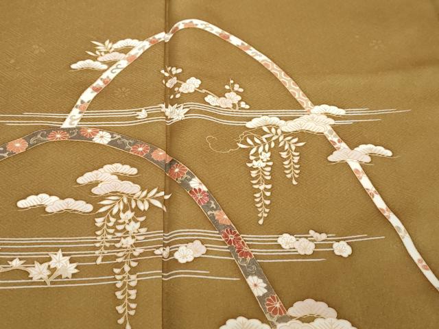 平和屋着物●訪問着 草花文 金彩 正絹 逸品 DABI2838ud