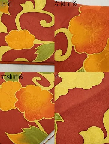 平和屋着物●上質な小紋 地紋起こし 更紗花唐草文 正絹 逸品 DABI2841ud