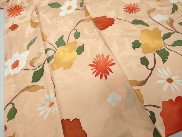 平和屋着物●上質な小紋 地紋起こし 草花文 正絹 逸品 DABI2842ud