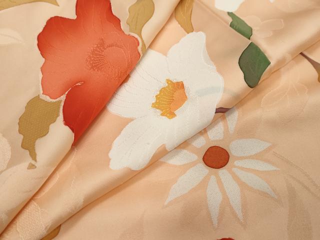 平和屋着物●上質な小紋 地紋起こし 草花文 正絹 逸品 DABI2842ud