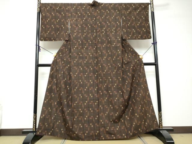 平和屋着物●上質な紬 絣文様 正絹 逸品 DABI2844ud