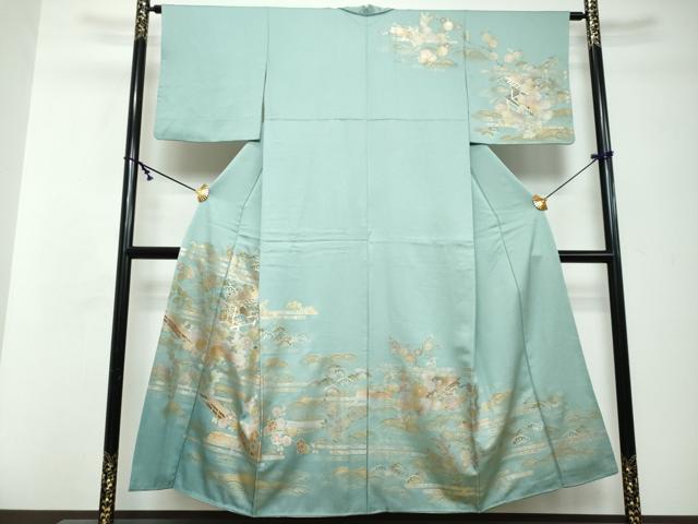 平和屋着物●訪問着 流水風景草花文 金彩 正絹 逸品 DABI2854ud