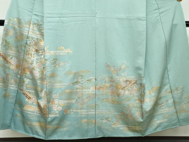 平和屋着物●訪問着 流水風景草花文 金彩 正絹 逸品 DABI2854ud