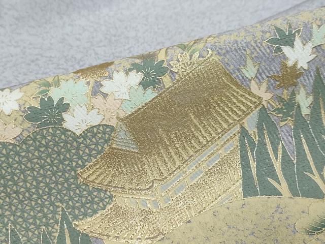 平和屋着物●訪問着 雲取り風景草花文 暈し染め 金彩 正絹 逸品 未使用 DABI2857ud