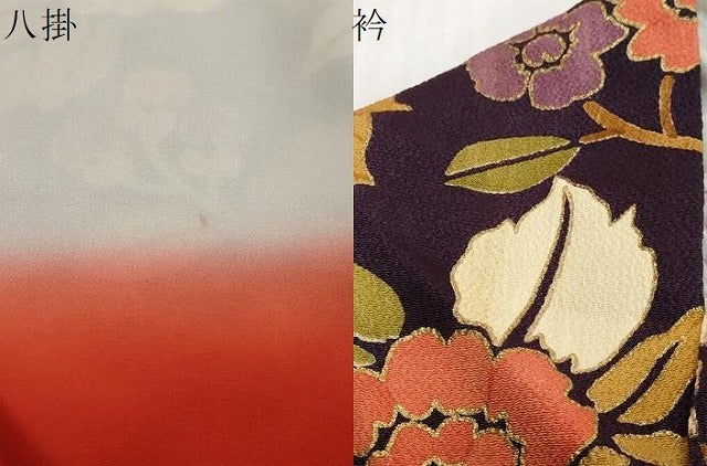 平和屋着物●上質な小紋 草花文 金彩 鬼しぼ縮緬 正絹 逸品 DABI2858ud