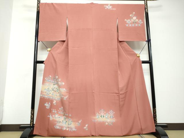 平和屋着物●訪問着 駒刺繍 更紗花文 暈し染め 正絹 逸品 DABI2860ud