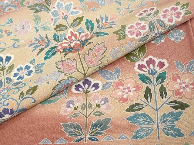 平和屋着物●訪問着 駒刺繍 更紗花文 暈し染め 正絹 逸品 DABI2860ud