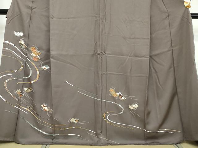 平和屋着物●訪問着 刺繍 誰が袖花蝶文 金彩 正絹 逸品 DABI2863ud