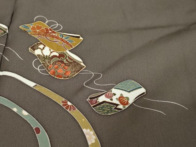 平和屋着物●訪問着 刺繍 誰が袖花蝶文 金彩 正絹 逸品 DABI2863ud
