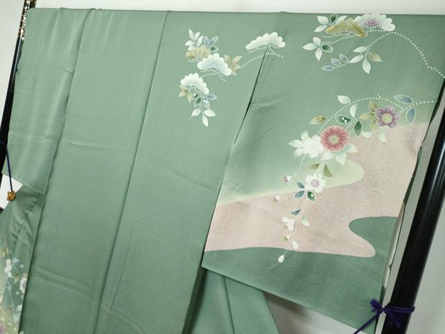 平和屋着物●訪問着 駒刺繍 辻が花 暈し染め 金彩 仮絵羽 正絹 逸品 未使用 DABI2868ud