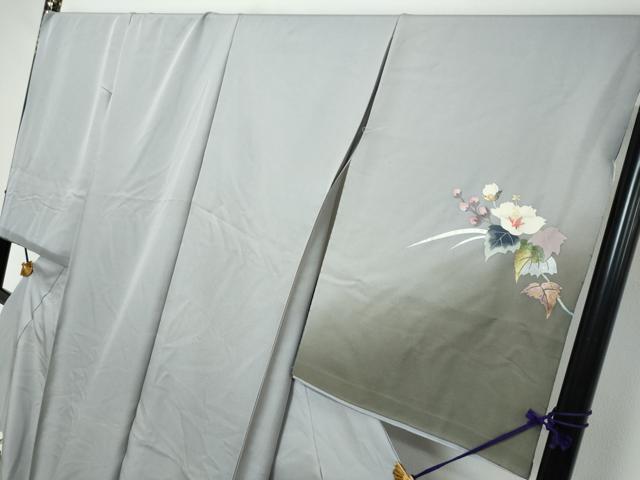 平和屋着物●訪問着 草花文 暈し染め 金銀彩 仮絵羽 正絹 逸品 未使用 DABI2871ud