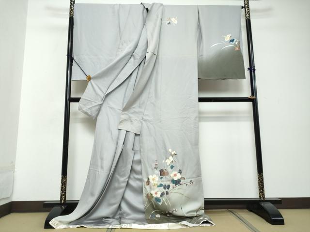 平和屋着物●訪問着 草花文 暈し染め 金銀彩 仮絵羽 正絹 逸品 未使用 DABI2871ud