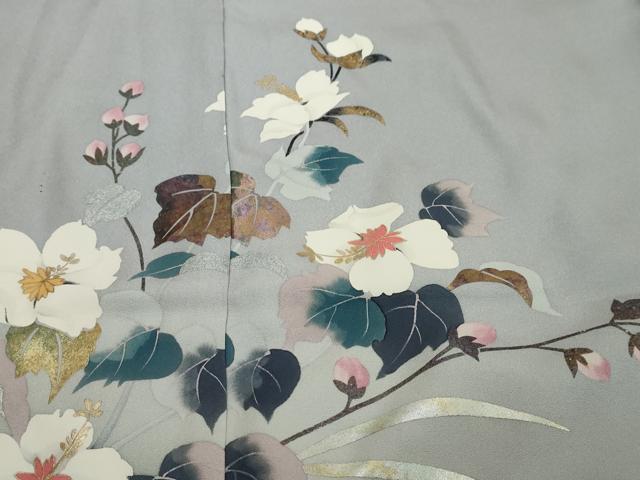 平和屋着物●訪問着 草花文 暈し染め 金銀彩 仮絵羽 正絹 逸品 未使用 DABI2871ud