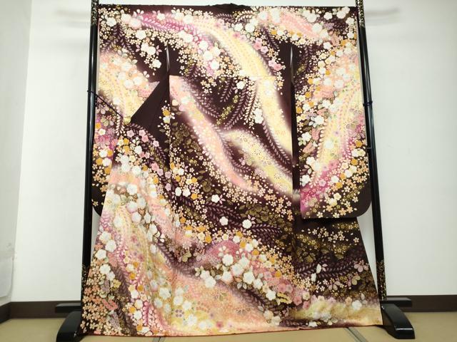 平和屋着物●豪華振袖 辻が花 暈し染め 金彩 金通し地 正絹 逸品 DABI2877ud
