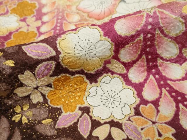 平和屋着物●豪華振袖 辻が花 暈し染め 金彩 金通し地 正絹 逸品 DABI2877ud