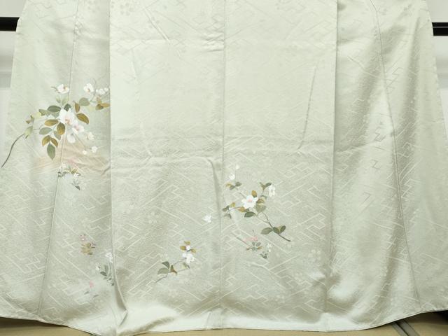 平和屋着物●訪問着 草花文 暈し染め 反端付き 正絹 逸品 未使用 DABI2885ud