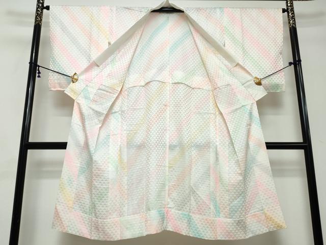 平和屋着物●長襦袢 無双仕立て 鱗地紋 暈し染め 反端付き 正絹 逸品 DABI2896ud