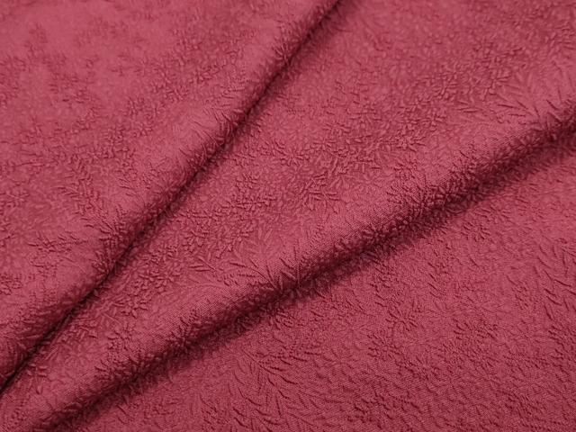 平和屋着物●上質な色無地 草花地紋 濃紅色 正絹 逸品 DABI2898ud