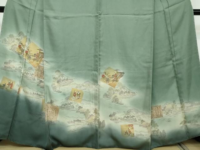 平和屋着物●訪問着 人物風景文 詩歌 暈し染め 金銀彩 正絹 逸品 DABI2900ud