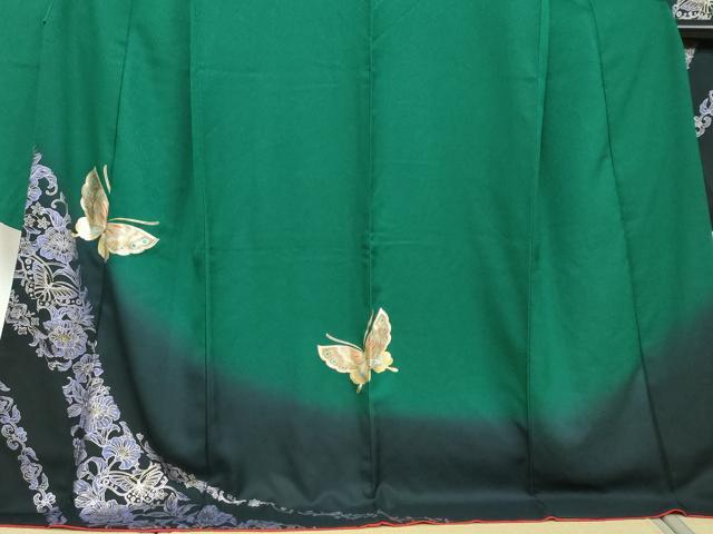 平和屋着物●豪華振袖 花蝶文 暈し染め 金彩 正絹 逸品 DABI2902ud