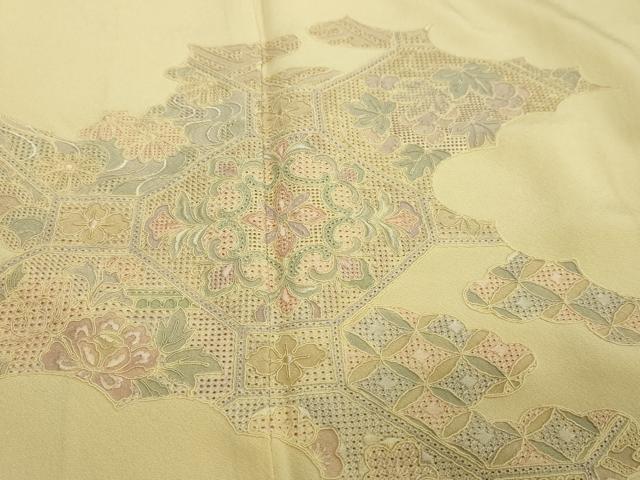 平和屋着物●中国三大刺繍 スワトウ刺繍 汕頭刺繍 総刺繍 訪問着 吉祥草花文 正絹 逸品 DABI2909ud