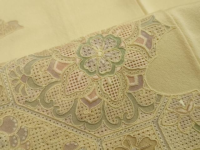 平和屋着物●中国三大刺繍 スワトウ刺繍 汕頭刺繍 総刺繍 訪問着 吉祥草花文 正絹 逸品 DABI2909ud