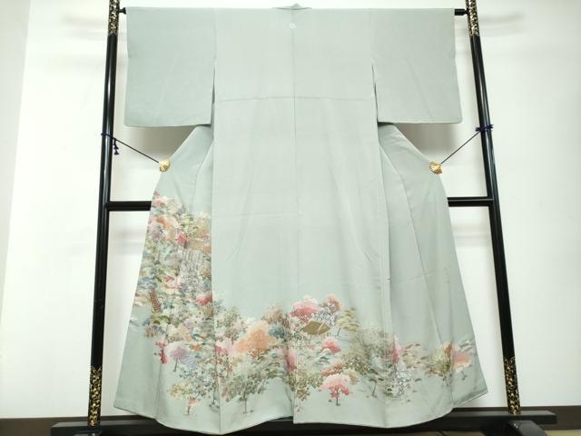 平和屋着物●豪華色留袖 総刺繍 風景草花文 金糸 正絹 逸品 DABI2910ud