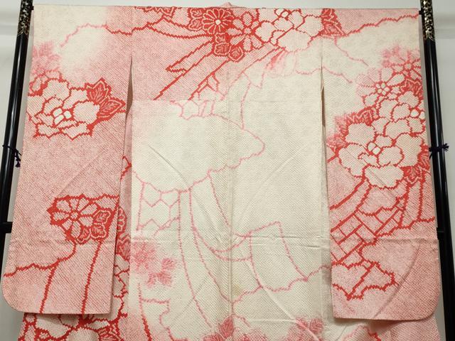 平和屋着物●豪華振袖 総絞り 雲取り花文 正絹 逸品 DABI2929ud
