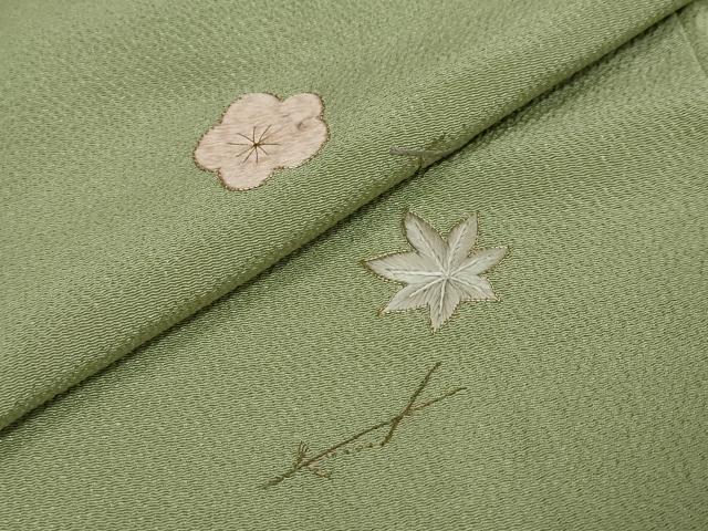 平和屋着物●訪問着 総刺繍 草花文 金糸 鬼しぼ縮緬 正絹 逸品 DABI2930ud