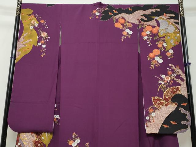 平和屋着物●豪華振袖 駒刺繍 草花文 金彩 正絹 逸品 DABI2935ud