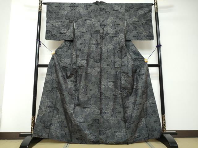 平和屋着物●本場大島紬 7マルキ 草花文 正絹 逸品 DABI2948ud