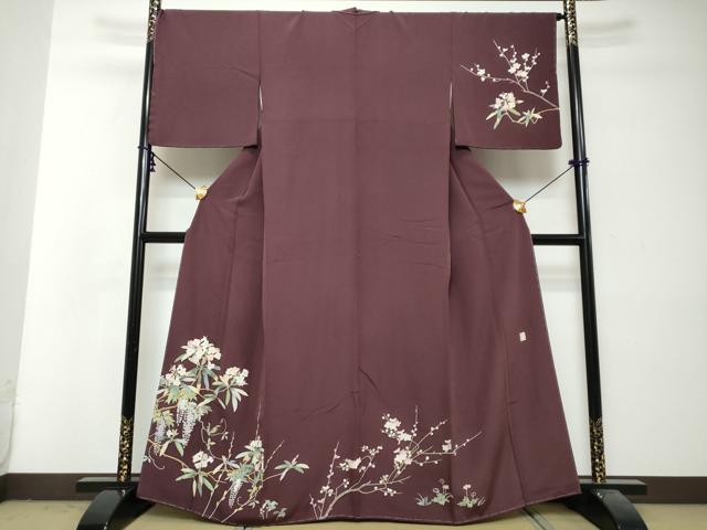平和屋着物●訪問着 友禅 作家物 草花文 正絹 逸品 未使用 DABI2953ud