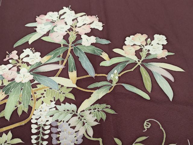 平和屋着物●訪問着 友禅 作家物 草花文 正絹 逸品 未使用 DABI2953ud